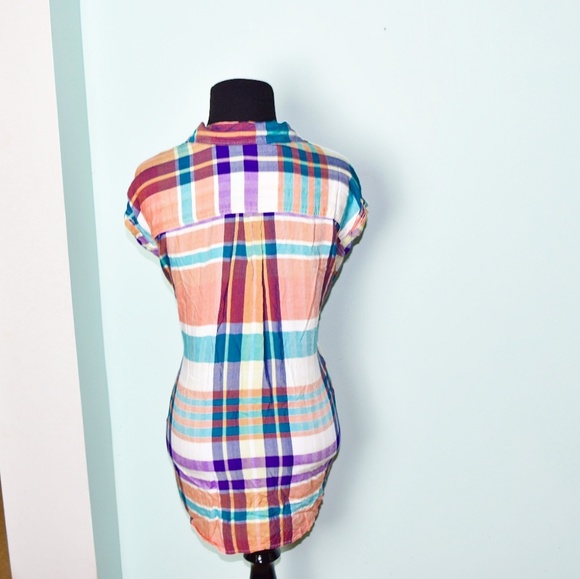 Attention Peach and Purple Flowy Button Down Shirt - Picture 2 of 2